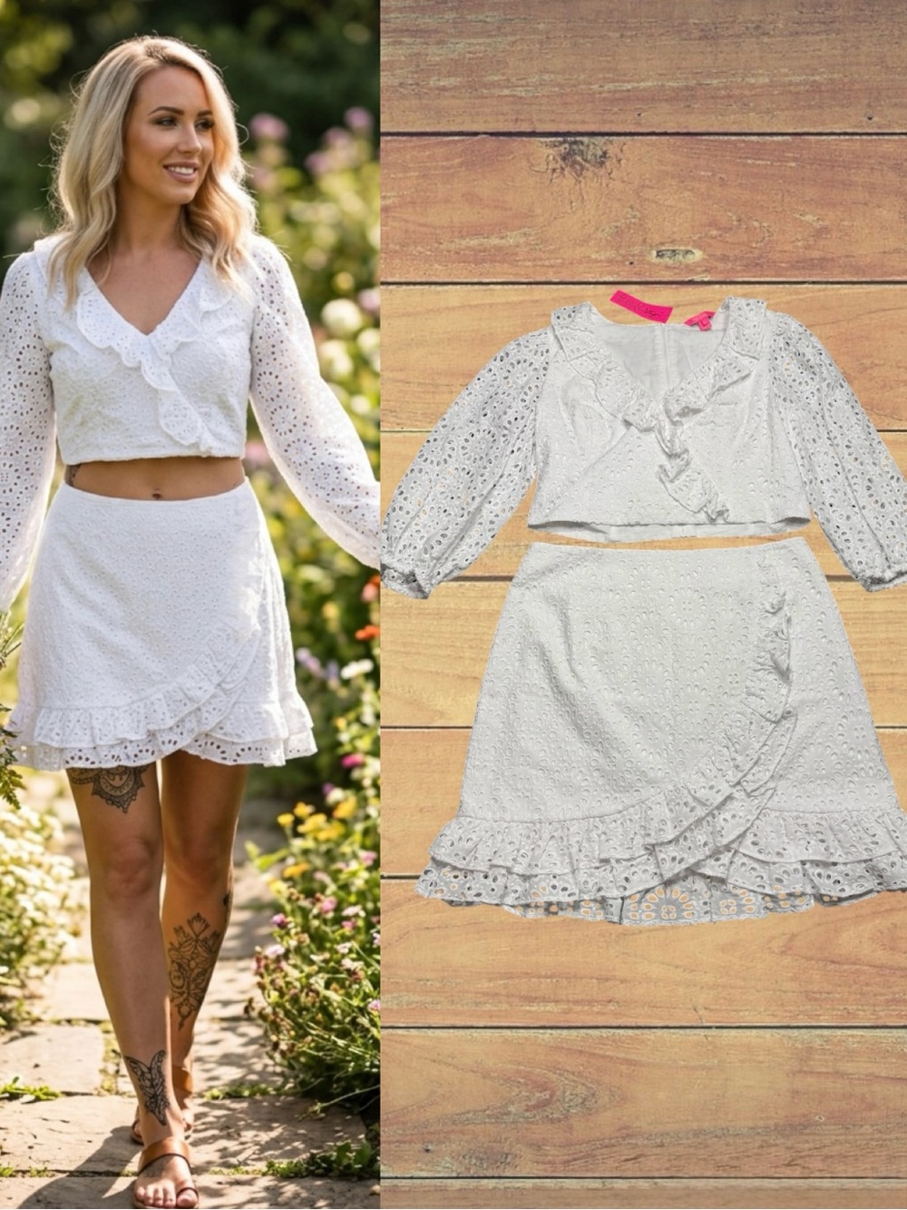 Lilly Pulitzer Roca Premium Resort White Eyelet 2-Piece Skirt Set Size 16 NWT